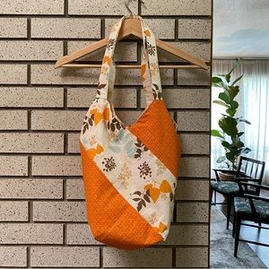 Handmade Patchwork Tote Bag Quilt Pattern Floral Cotton Fully Lined Pocket